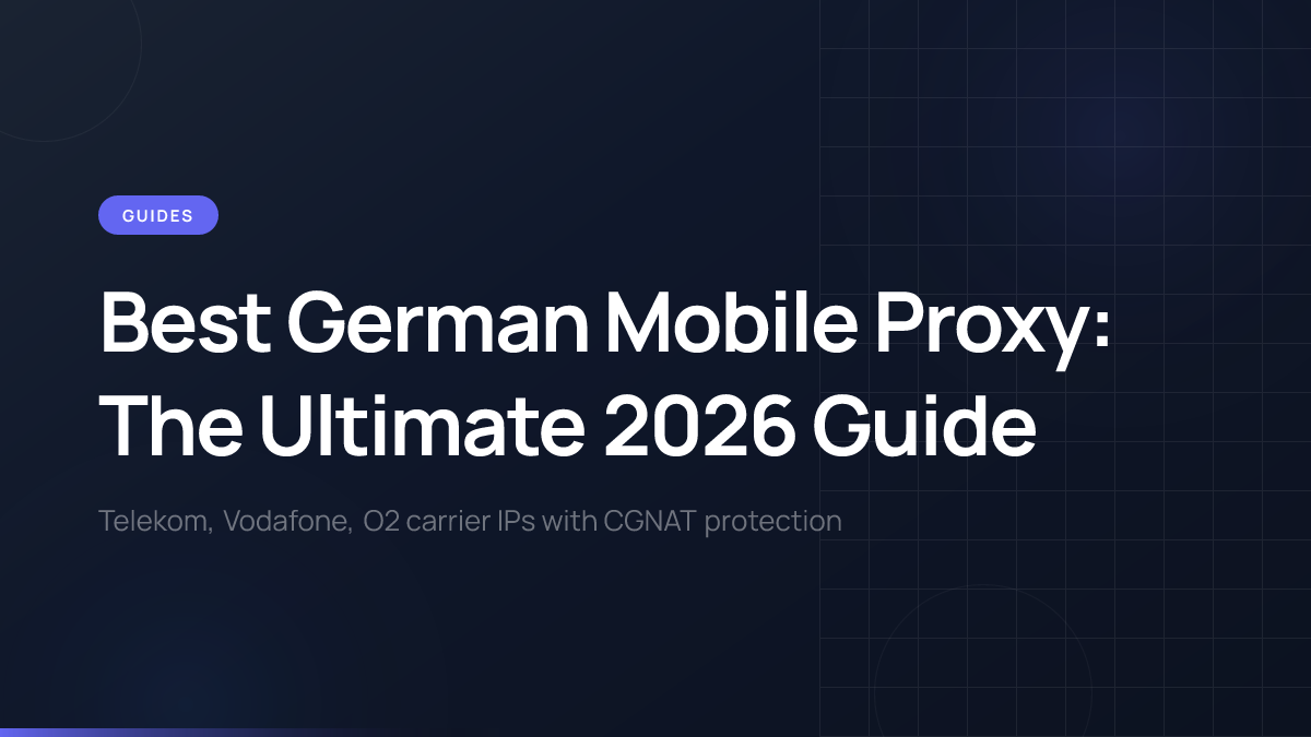 German mobile proxy network with 4G and 5G carrier connections.