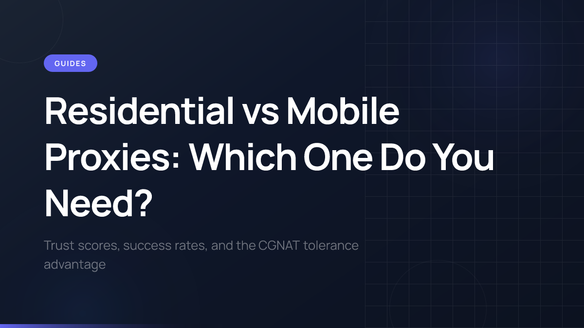 Comparison of residential and mobile proxy architectures and trust levels.